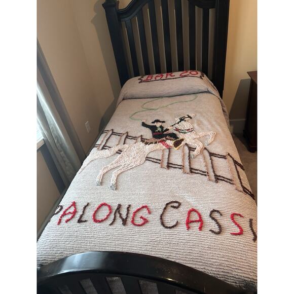 Vintage Hopalong Cassidy Chenille Bedspread “Hoppy” and Horse “Topper” - Picture 8 of 14